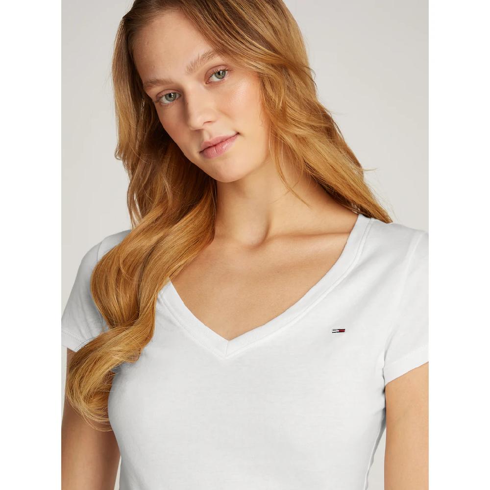 Tommy Jeans T-Shirt »TJW 2PACK V-NECK TEE« (Packung 2 Tlg. 2-er Pack) Mit Logostickerei