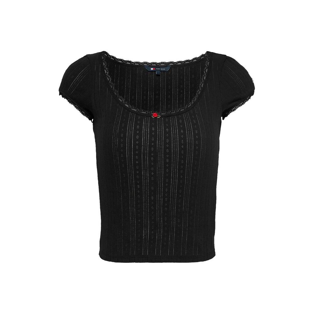 Tommy Jeans T-Shirt »TJW SLIM SH POINTELLE SS TEE EXT« Mit Spitze Mit Lochmuster