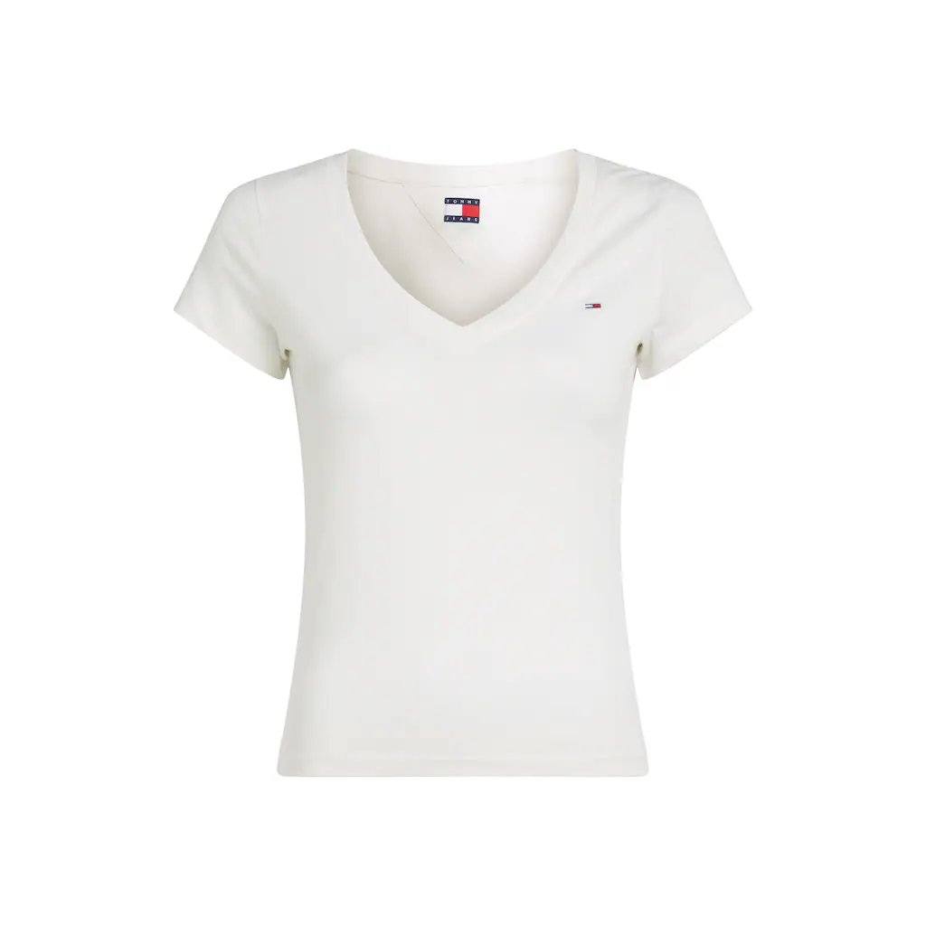 Tommy Jeans T-Shirt »TJW SLIM V-NECK TEE« Mit Logo-Stickerei