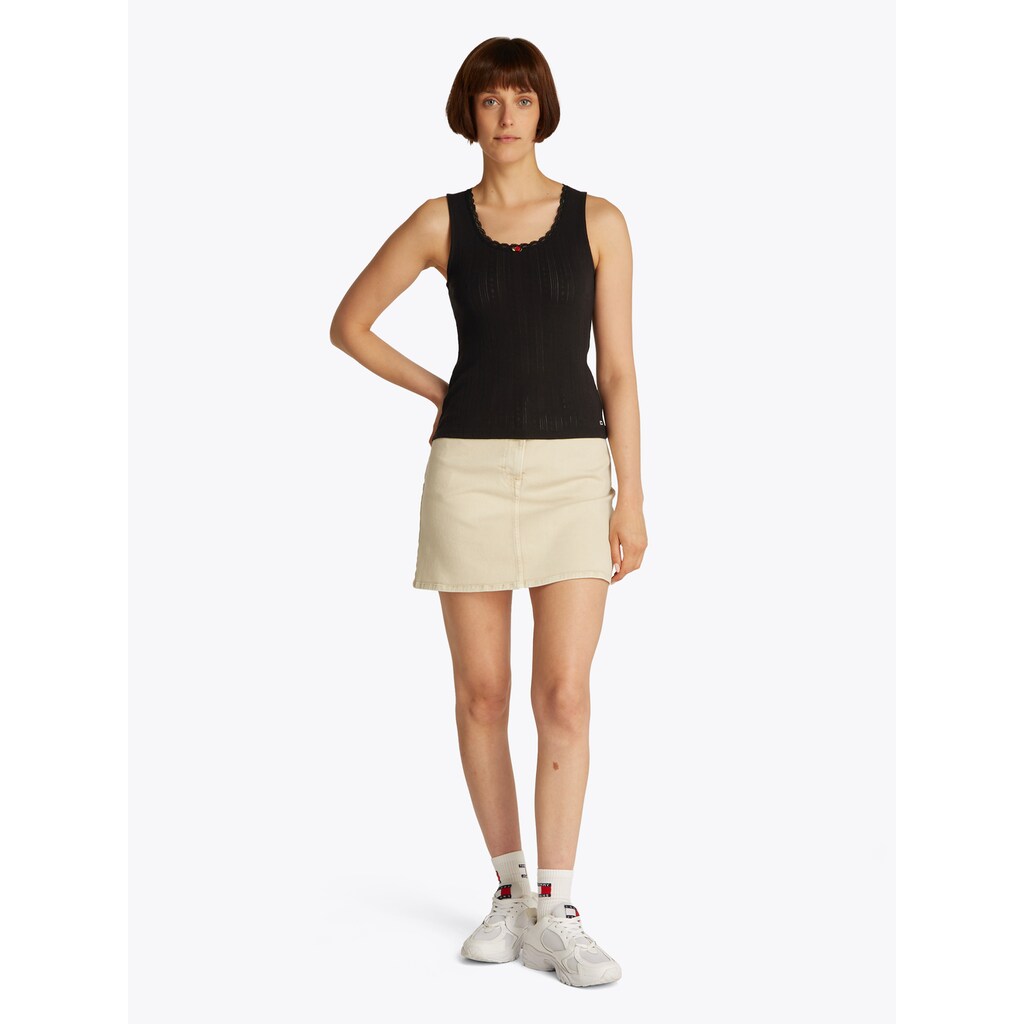 Tommy Jeans Tanktop »TJW SLIM POINTELLE TANK TOP« Mit Spitze Mit Lochmuster