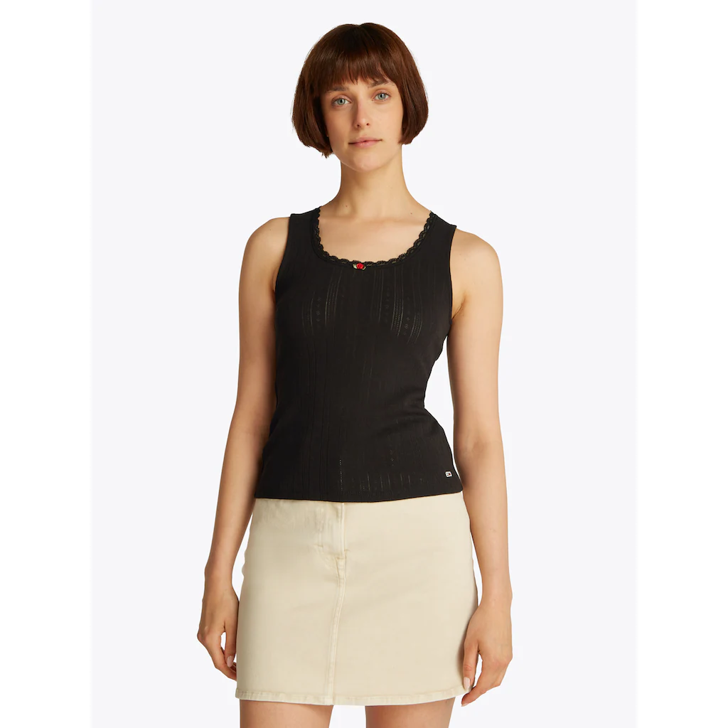 Tommy Jeans Tanktop »TJW SLIM POINTELLE TANK TOP« mit Spitze mit Lochmuster