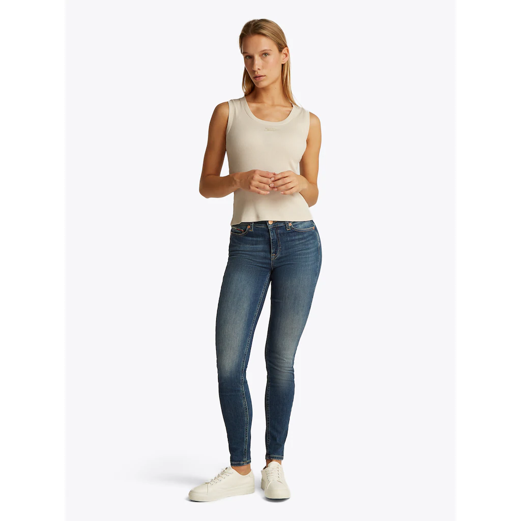 Tommy Jeans Tanktop »TJW SLIM SCRIPT RIB TANK TOP« Mit Logostickerei