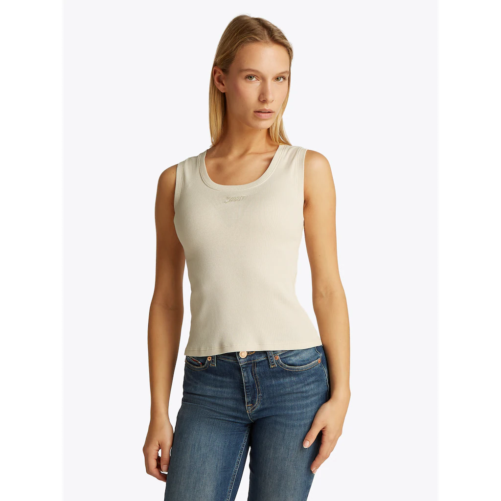 Tommy Jeans Tanktop »TJW SLIM SCRIPT RIB TANK TOP« mit Logostickerei