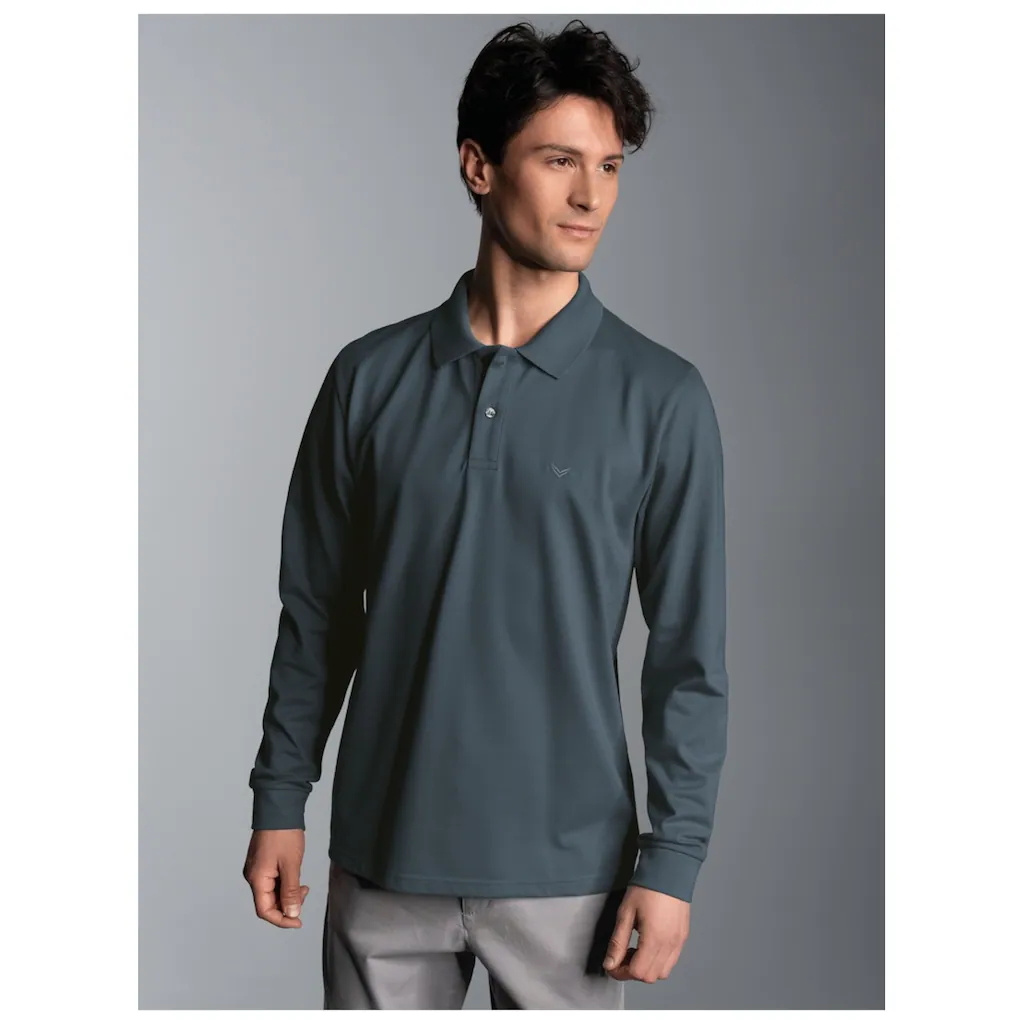 Trigema Poloshirt »TRIGEMA Langarm Poloshirt mit Armbündchen« (1 tlg.)