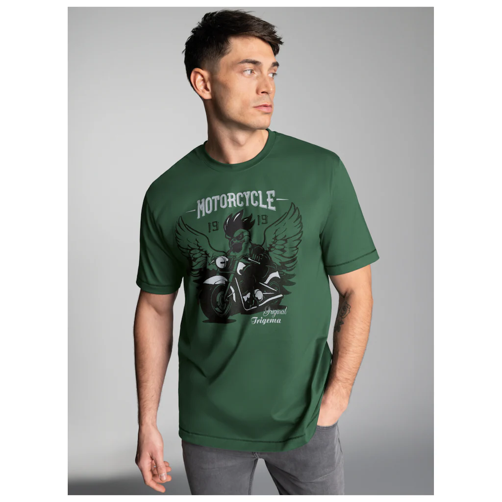 Trigema T-Shirt »TRIGEMA T-Shirt Mit Großem Motorrad-Printmotiv« (1 Tlg.)