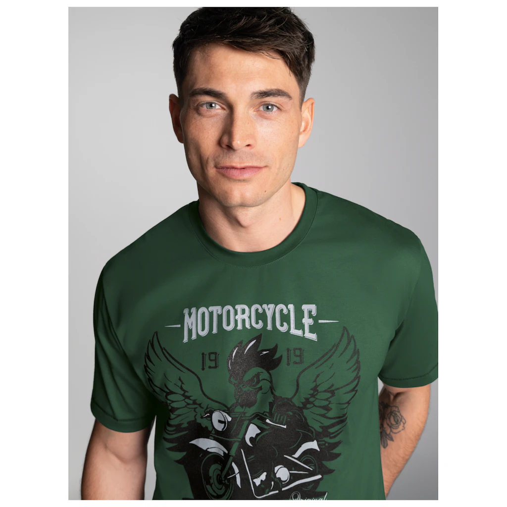 Trigema T-Shirt »TRIGEMA T-Shirt mit großem Motorrad-Printmotiv« (1 tlg.)