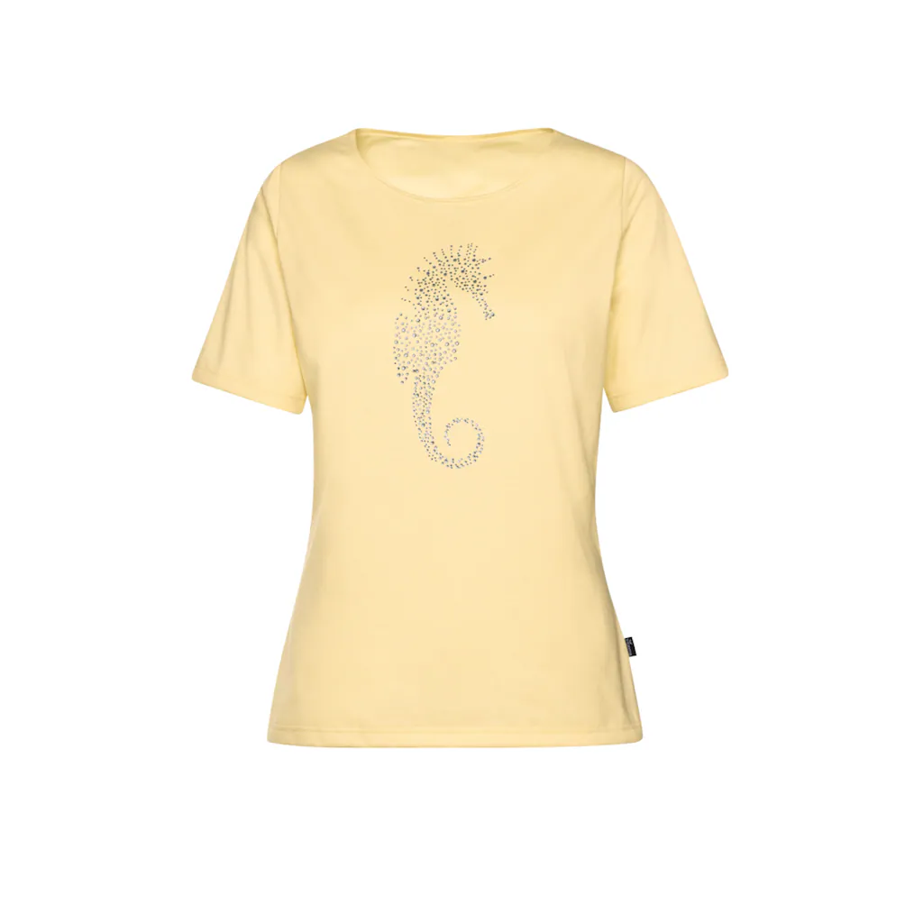 Trigema T-Shirt »TRIGEMA T-Shirt Mit Seepferdchen-Print Aus Strasssteinchen« (1 Tlg.)