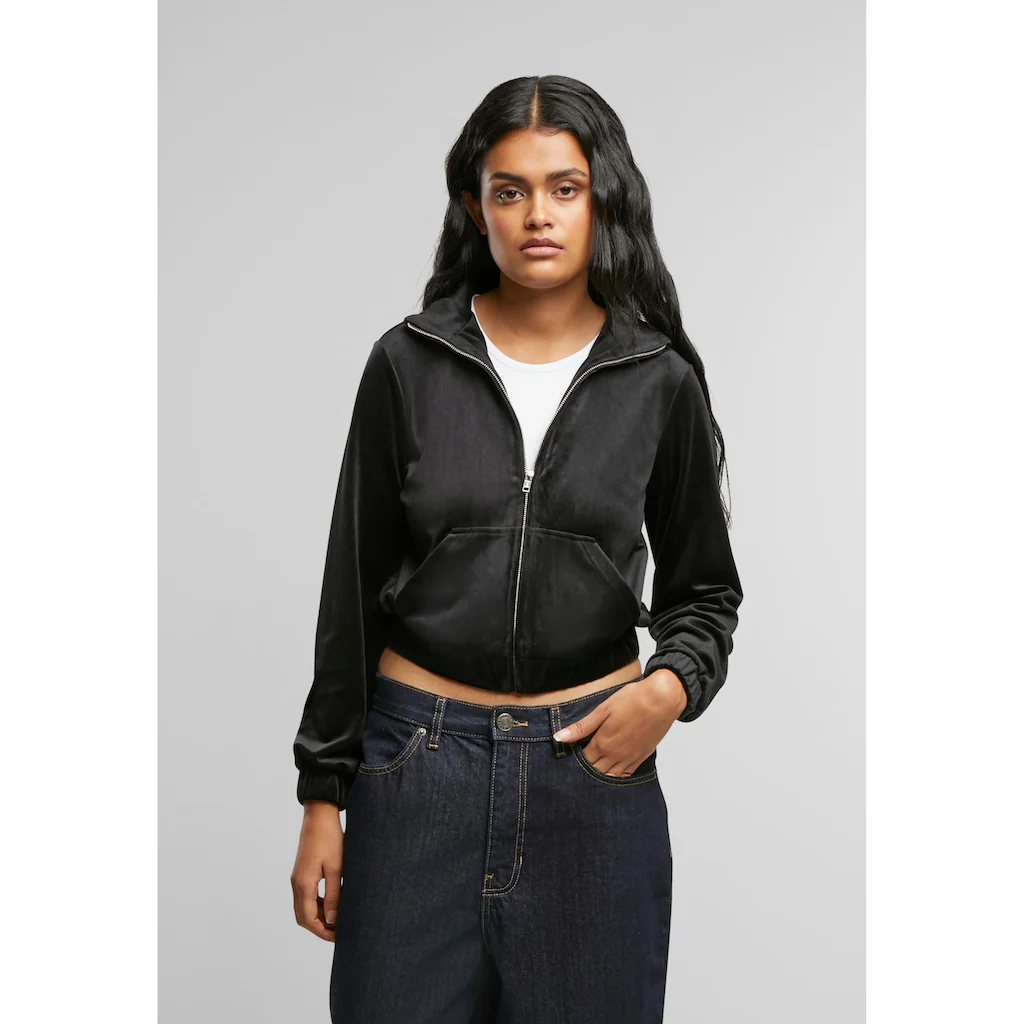 URBAN CLASSICS Allwetterjacke »Urban Classics Ladies Short Velvet Track Jacket« (1 St.) Ohne Kapuze