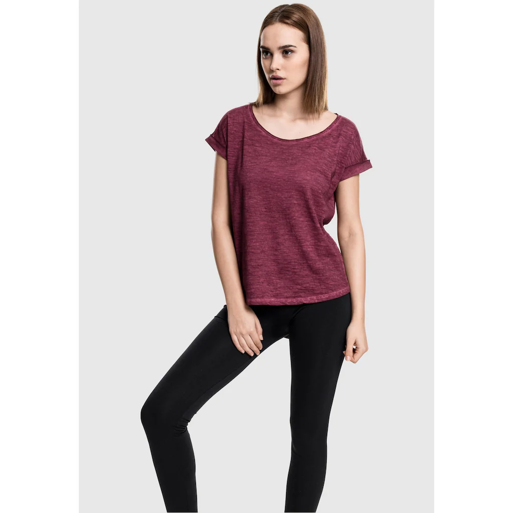 URBAN CLASSICS Kurzarmshirt »Urban Classics Damen Ladies Long Back Shaped Spray Dye Tee« (1 Tlg.)