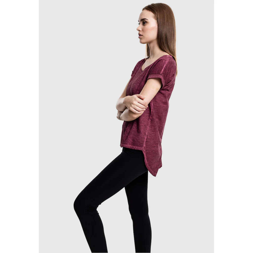 URBAN CLASSICS Kurzarmshirt »Urban Classics Damen Ladies Long Back Shaped Spray Dye Tee« (1 Tlg.)