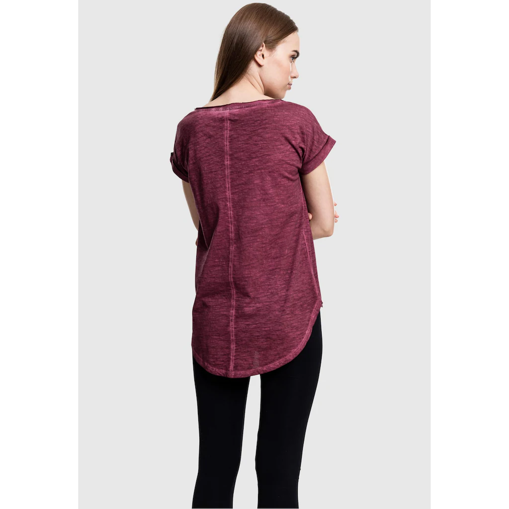 URBAN CLASSICS Kurzarmshirt »Urban Classics Damen Ladies Long Back Shaped Spray Dye Tee« (1 Tlg.)