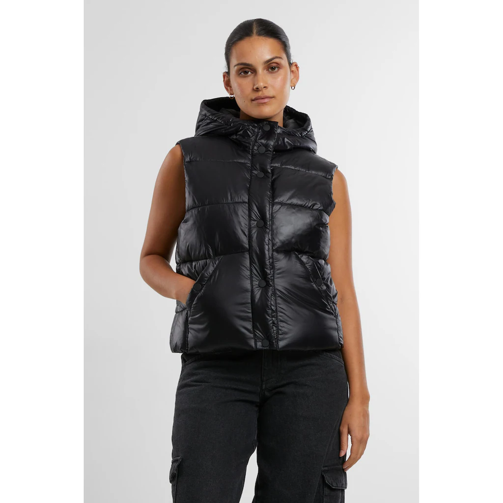 URBAN CLASSICS Steppweste »Urban Classics Ladies Recycled Shiny Puffer Vest With Hood«