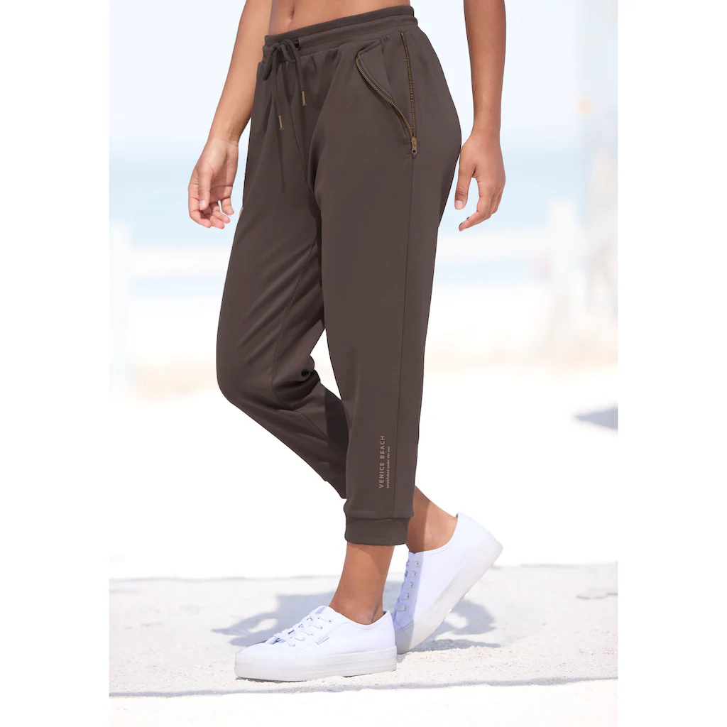 Venice Beach 7/8-Hose mit Reißverschlussdetails an den Taschen bequeme Sweathose