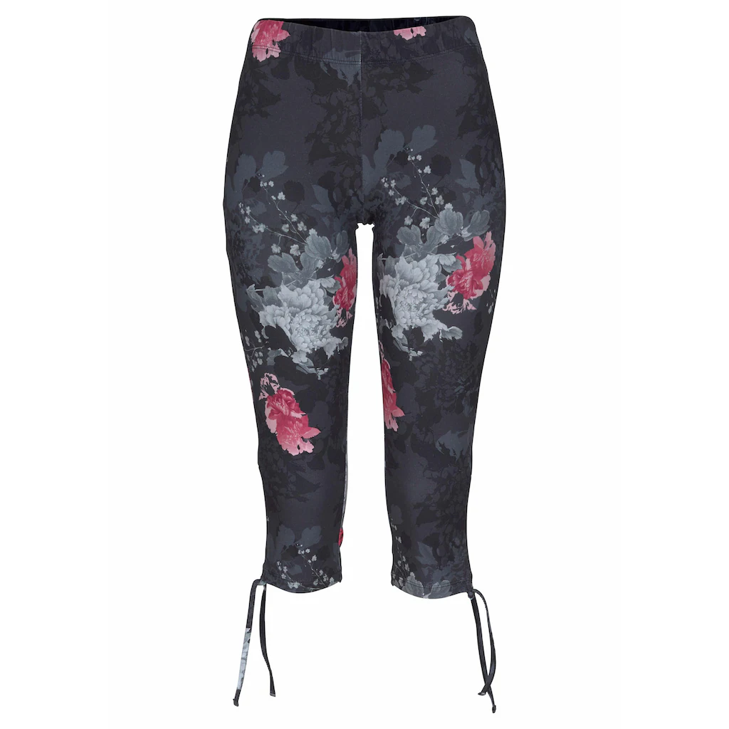 Venice Beach Caprileggings Mit Seitlicher Raffung Und Alloverdruck 3/4-Länge Stretch