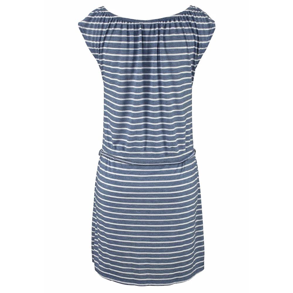 Venice Beach Jerseykleid (mit Bindegürtel) Und Streifenprint Sportliches Sommerkleid Strandkleid