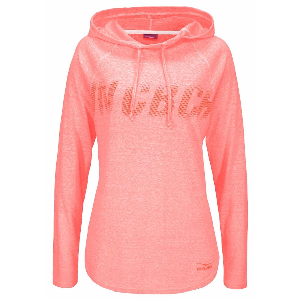 Venice Beach Kapuzenshirt Mit Frontprint Langarmshirt Aus Baumwoll-Mix Sportlich