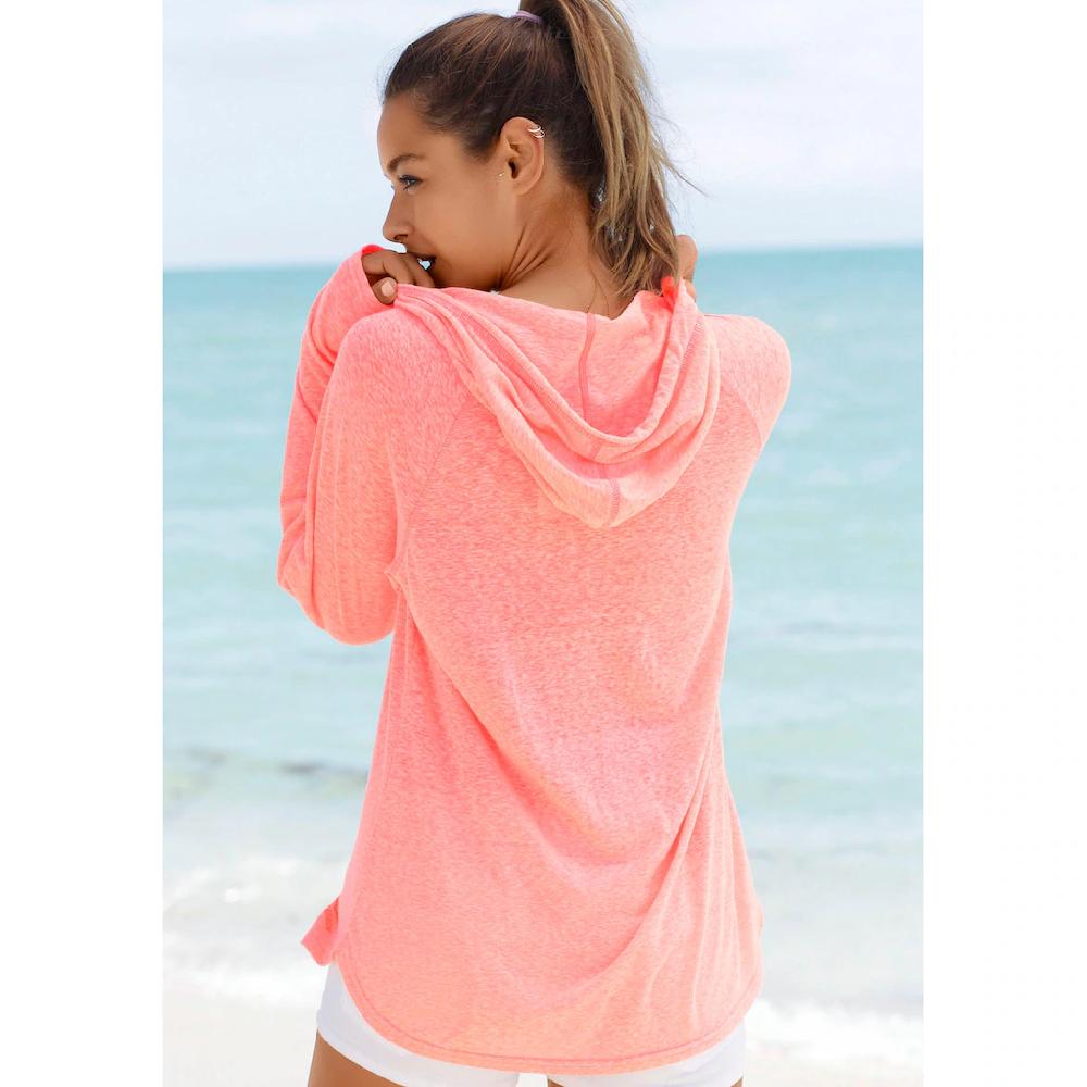 Venice Beach Kapuzenshirt Mit Frontprint Langarmshirt Aus Baumwoll-Mix Sportlich