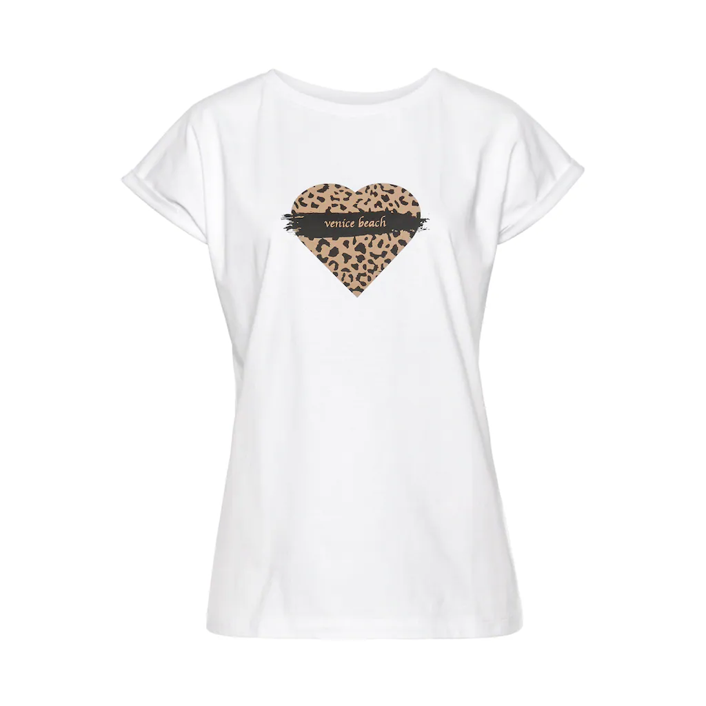 Venice Beach Kurzarmshirt Mit Frontprint T-Shirt Aus Baumwolle Lockere Passform