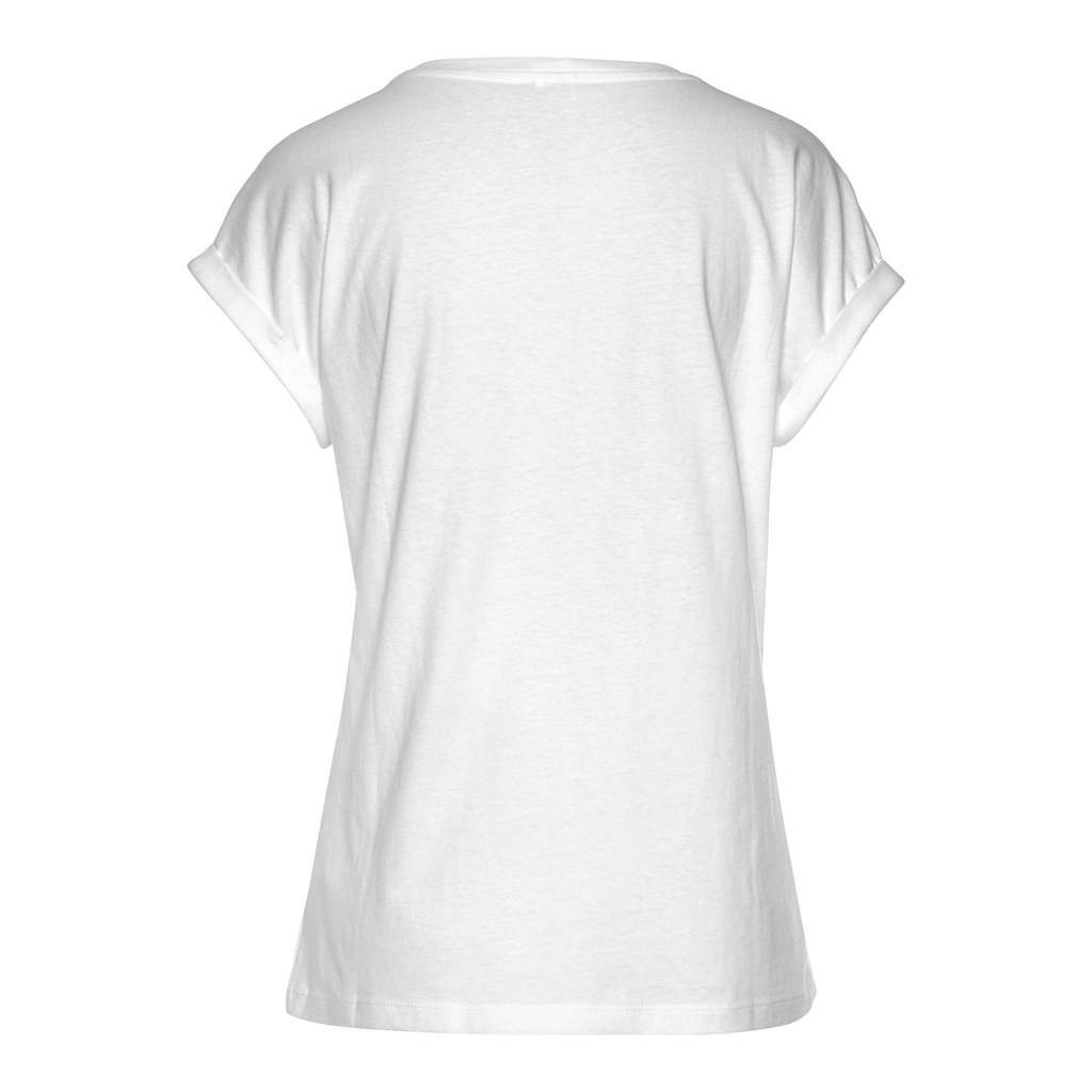 Venice Beach Rundhalsshirt Mit Frontdruck T-shirt Aus Baumwolle Kurzarmshirt Basic