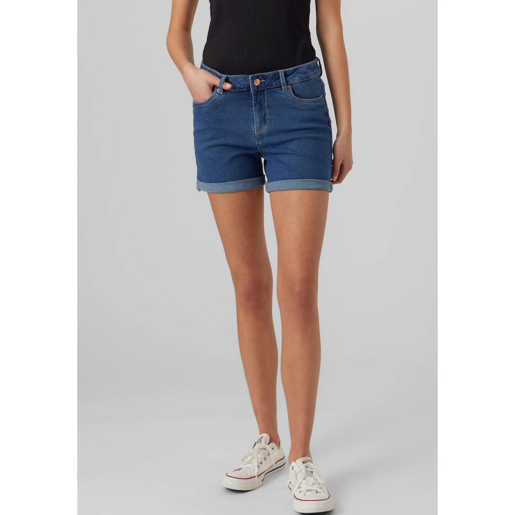 Vero Moda Jeansshorts »VMLUNA MR FOLD SHORTS MIX GA NOOS« mit Umschlagsaum