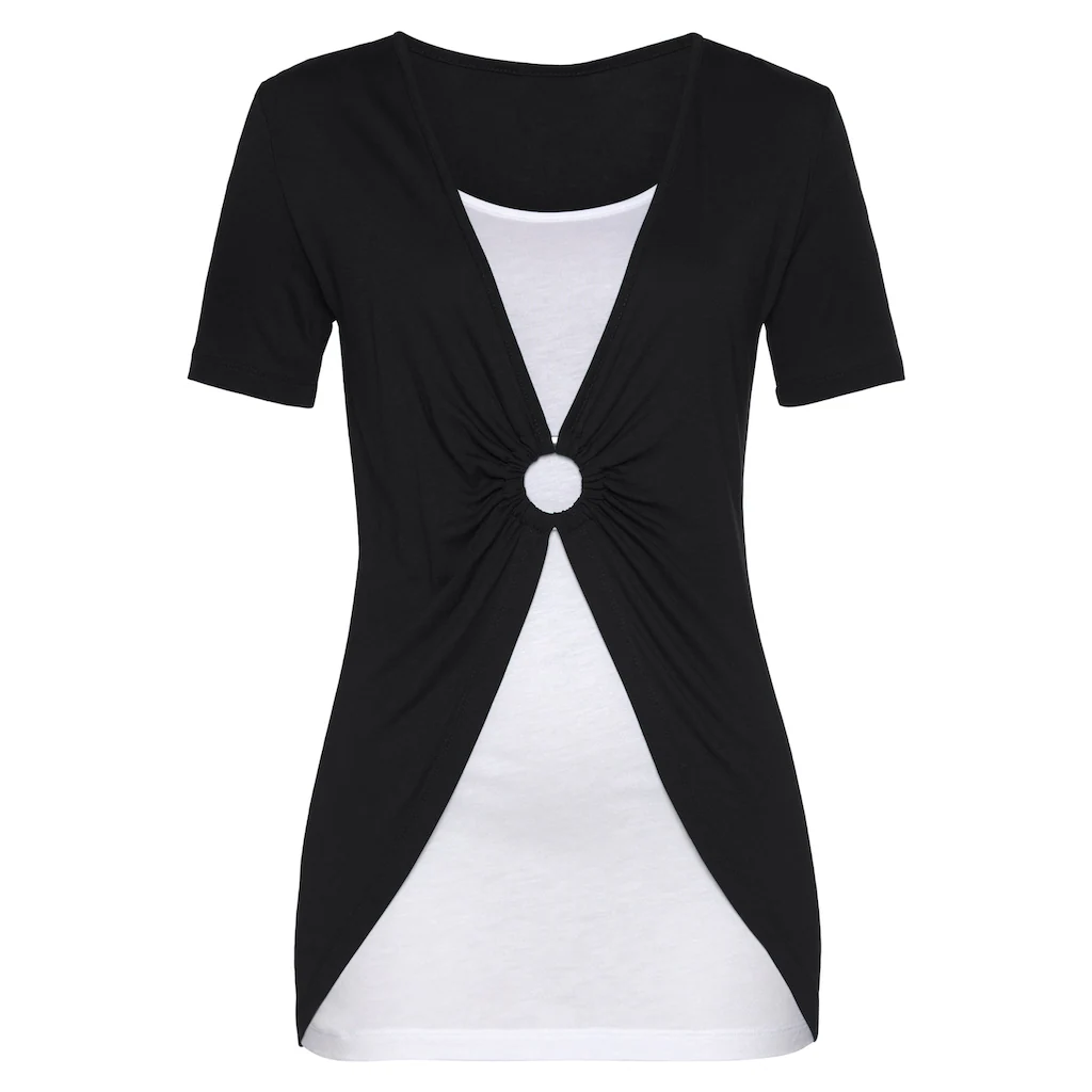 Vivance 2-in-1-Shirt Mit Ringdetail Vorne T-Shirt Kurzarmshirt Lockere Passform