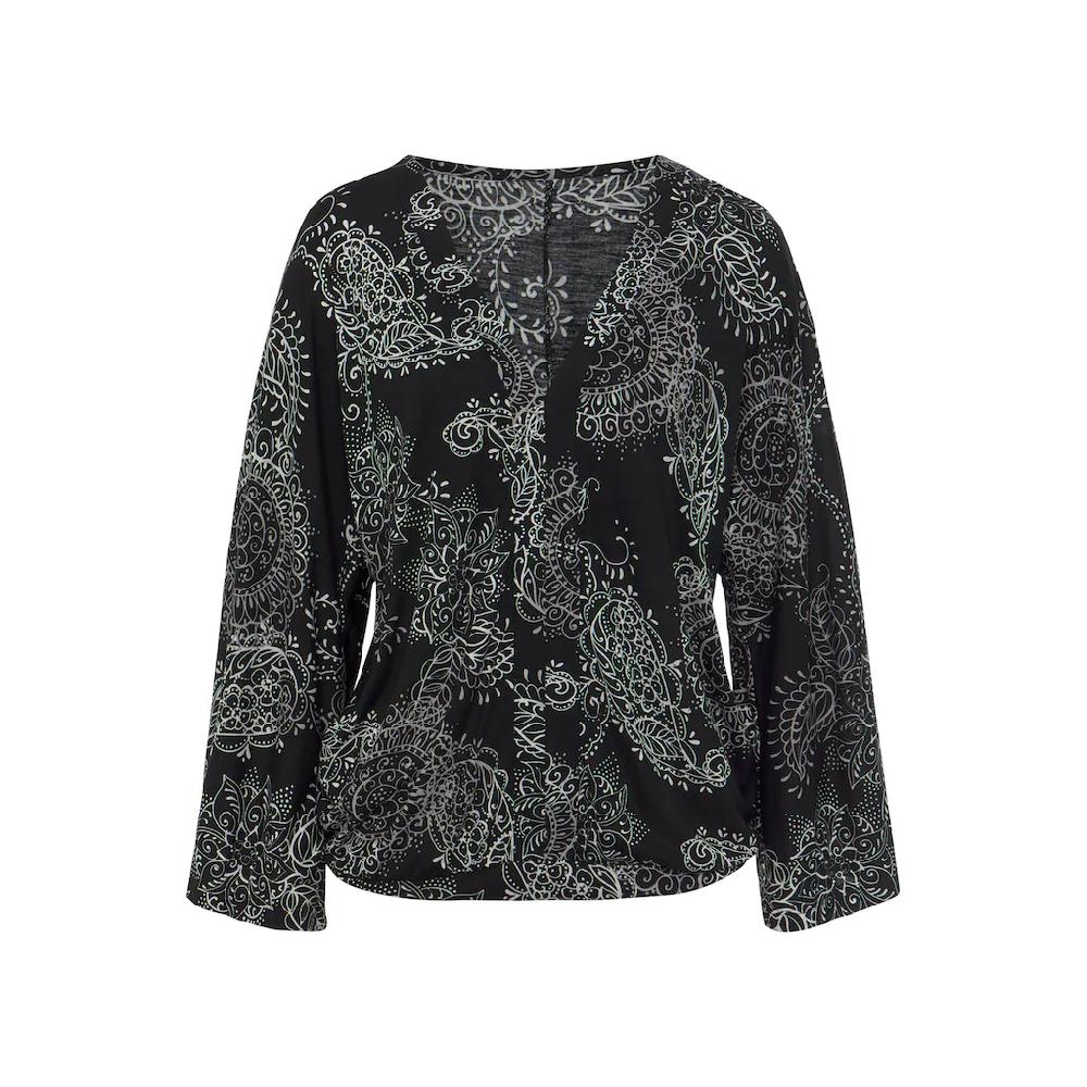 Vivance 3/4-Arm-Shirt Mit Alloverprint Und V-Ausschnitt Blusenshirt Langarmshirt