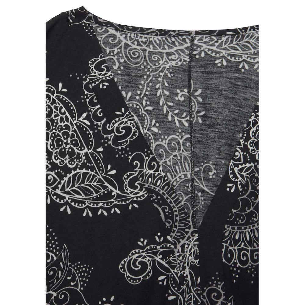 Vivance 3/4-Arm-Shirt Mit Alloverprint Und V-Ausschnitt Blusenshirt Langarmshirt