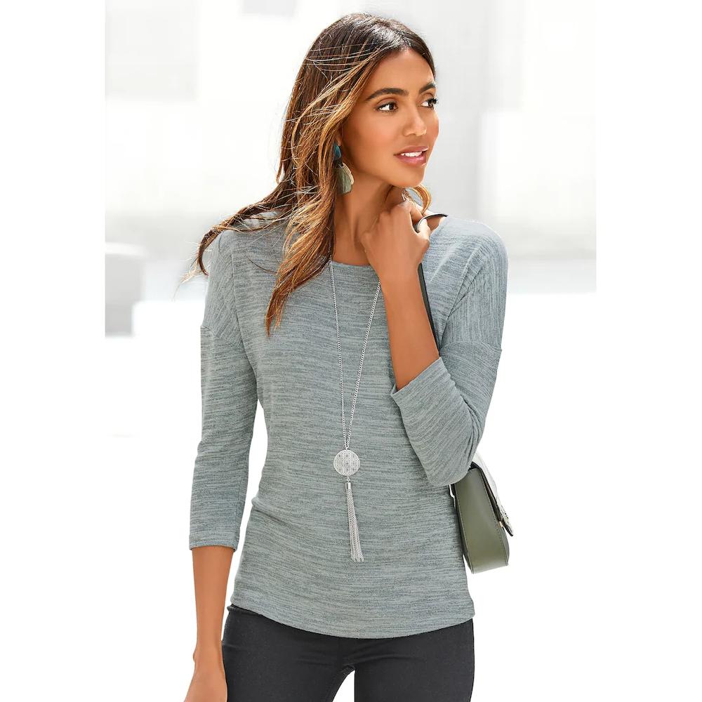 Vivance 3/4-Arm-Shirt »mit modischer Melange-Struktur« aus leichter Strickqualität