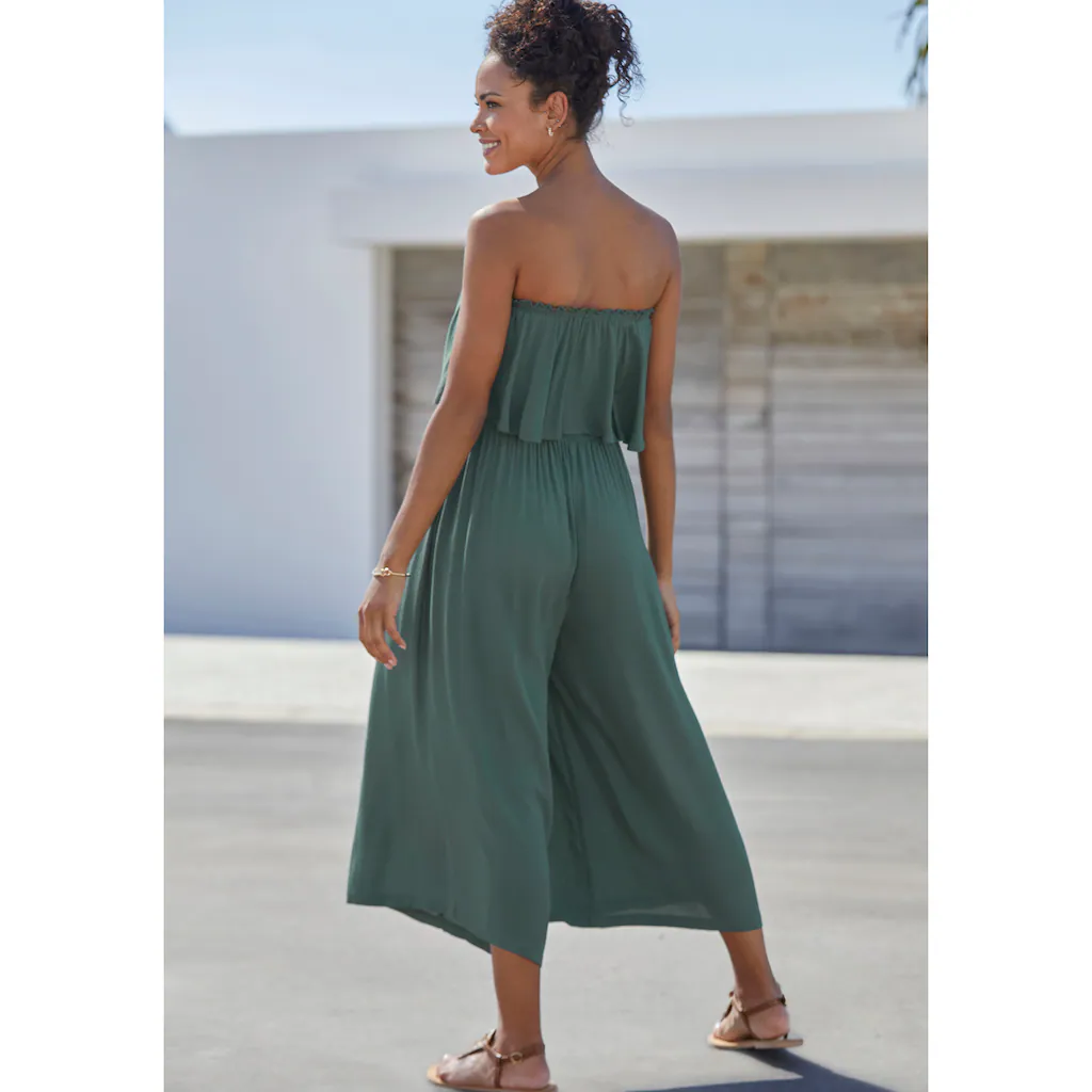 Vivance Bandeauoverall Aus Gekreppter Viskose Eleganter Jumpsuit Mit Volant Und Taschen