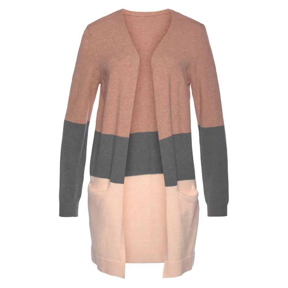 Vivance Cardigan Mit Colorblock-Optik Und Taschen Lange Strickjacke