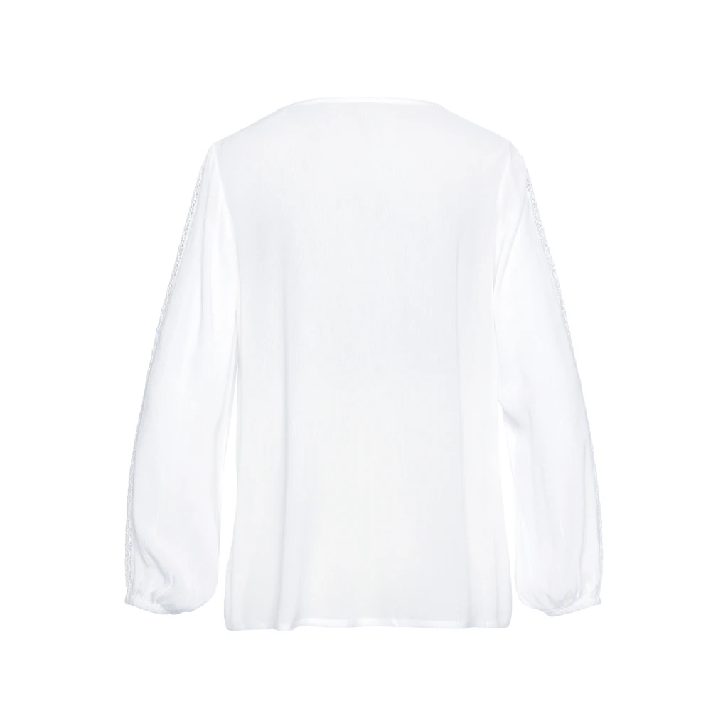 Vivance Crinklebluse Mit Spitzeneinsätzen Sommerliche Damenbluse Langarmbluse