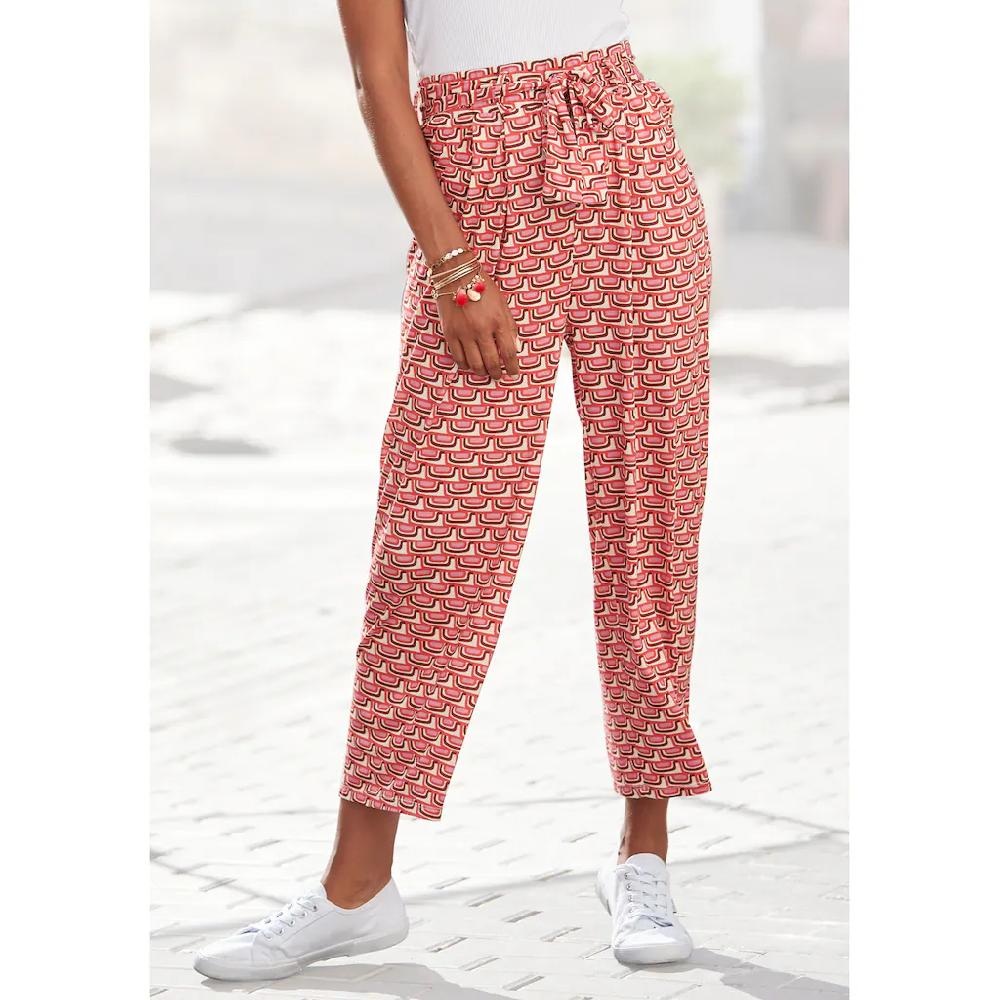 Vivance Culotte (mit Bindegürtel) mit Retroprint leichte Jerseyhose Sommerhose