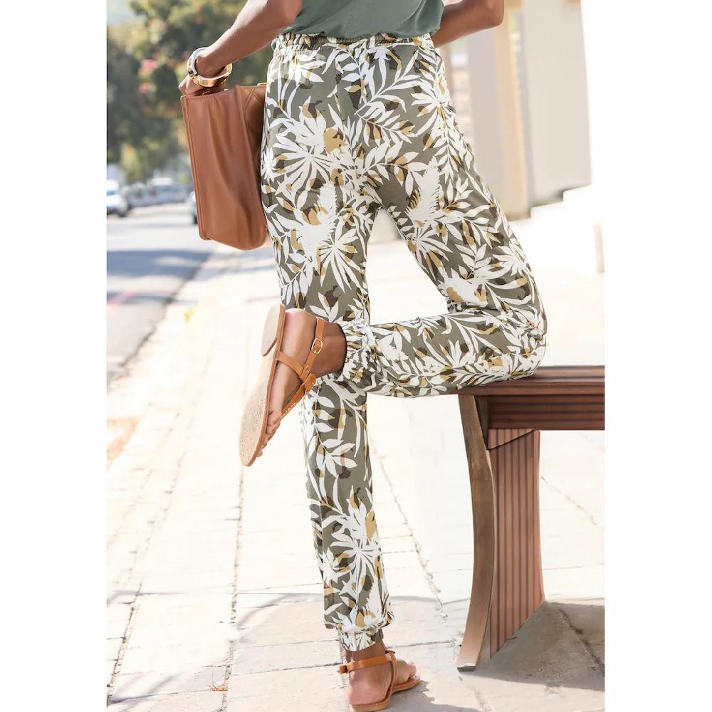 Vivance Jerseyhose Mit Alloverdruck Leichte Sommerhose Mit Taschen Strandhose