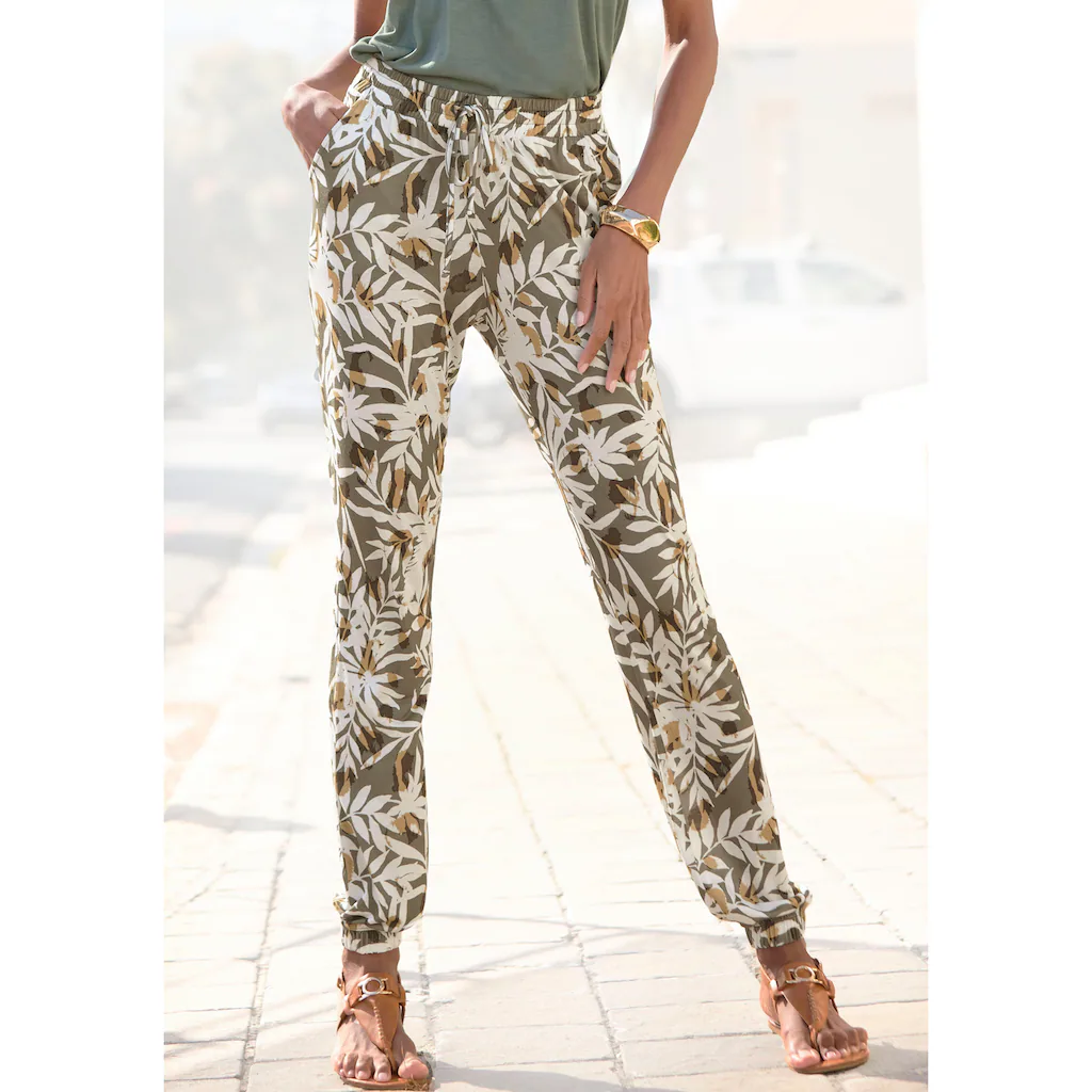 Vivance Jerseyhose mit Alloverdruck leichte Sommerhose mit Taschen Strandhose