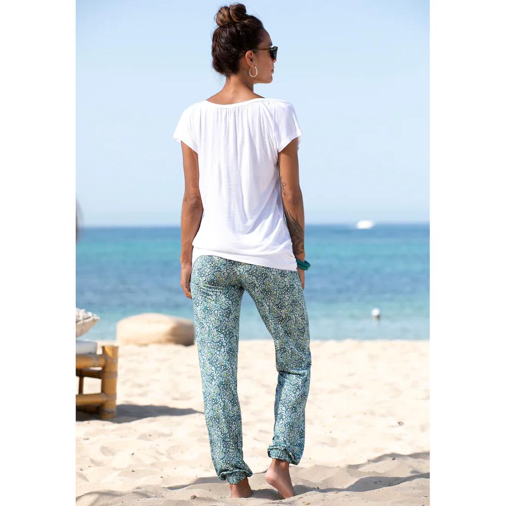 Vivance Jerseyhose Mit Blümchendruck Und Taschen Elastischer Bund Strandhose