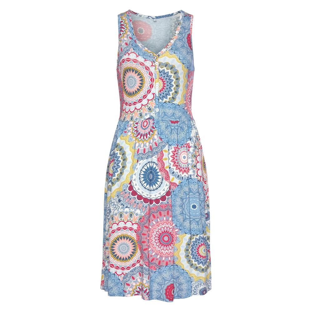 Vivance Jerseykleid Mit Alloverdruck Und V-Ausschnitt Farbenfrohes Sommerkleid