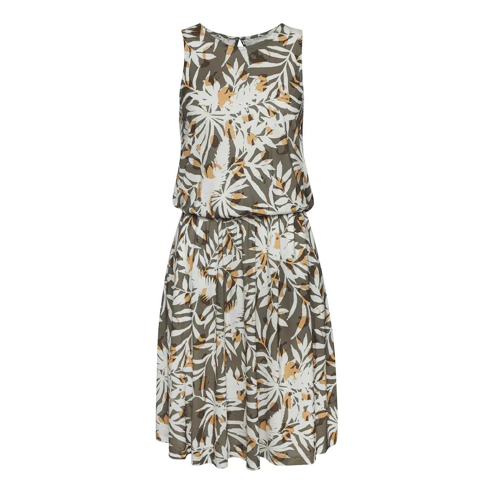 Vivance Jerseykleid Mit Blätterdruck Kurzes Sommerkleid Strandkleid