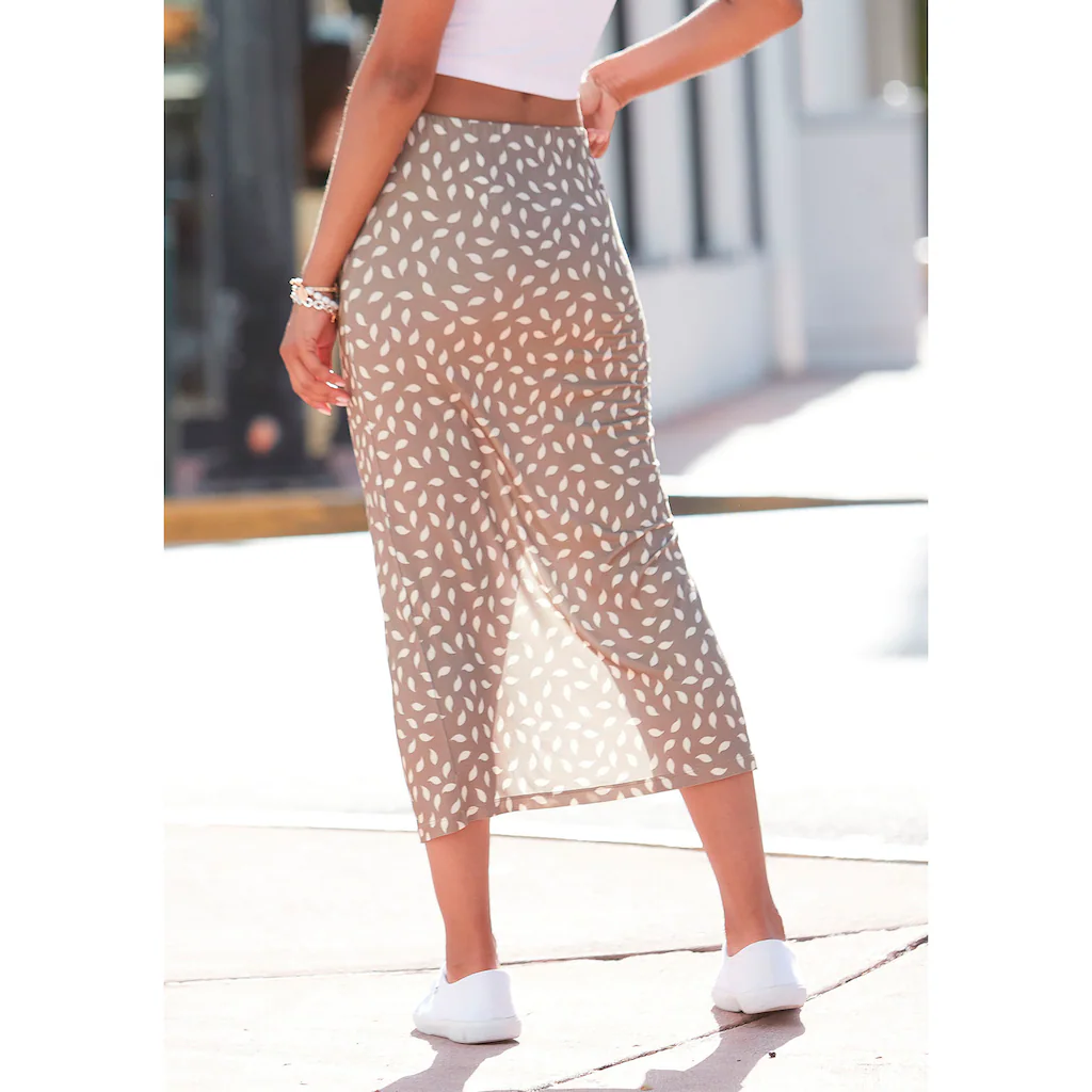 Vivance Jerseyrock Mit Seitlicher Raffung Und Schlitz Midirock Im Alloverprint