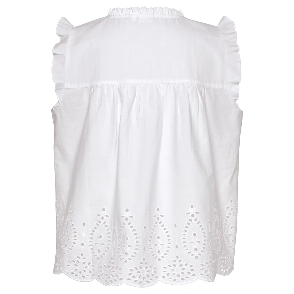 Vivance Kurzarmbluse Mit Broderie Anglaise Und V-Ausschnitt Blusentop Sommerlich