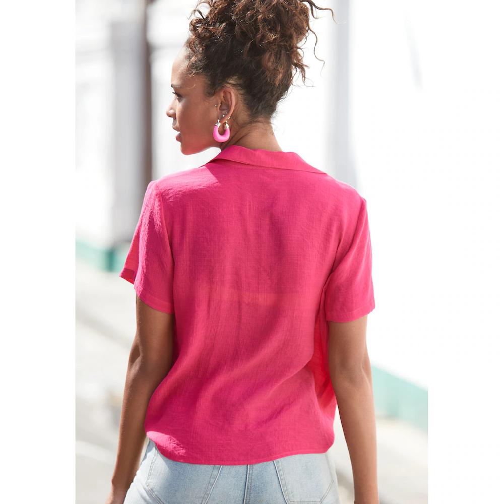 Vivance Kurzarmbluse Mit Hemdkragen Und Knopfleiste Hemdbluse Strandmode