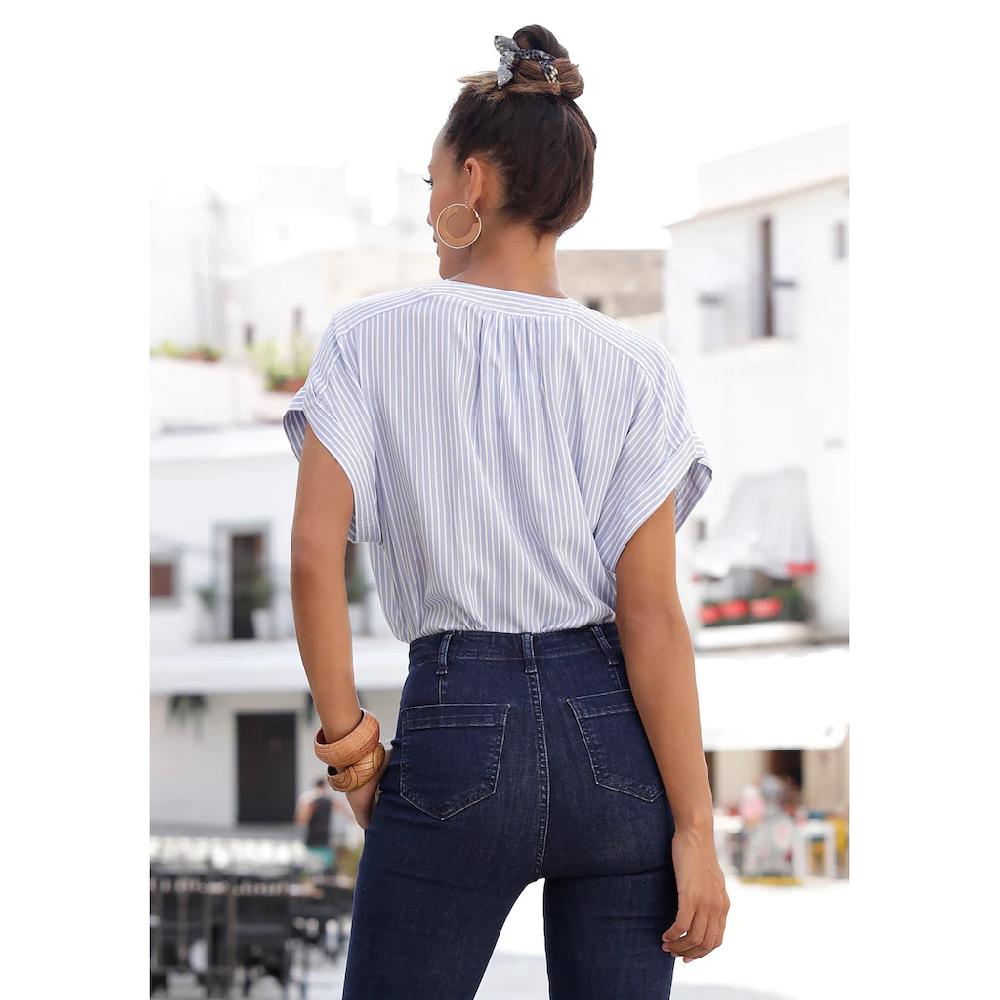 Vivance Kurzarmbluse Mit Streifendesign Damenbluse Casual