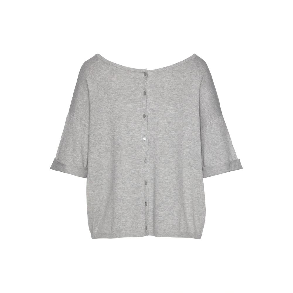 Vivance Kurzarmpullover Mit Knopfleiste Beidseitig Tragbar 3/4-Pullover Feinstrickqualität