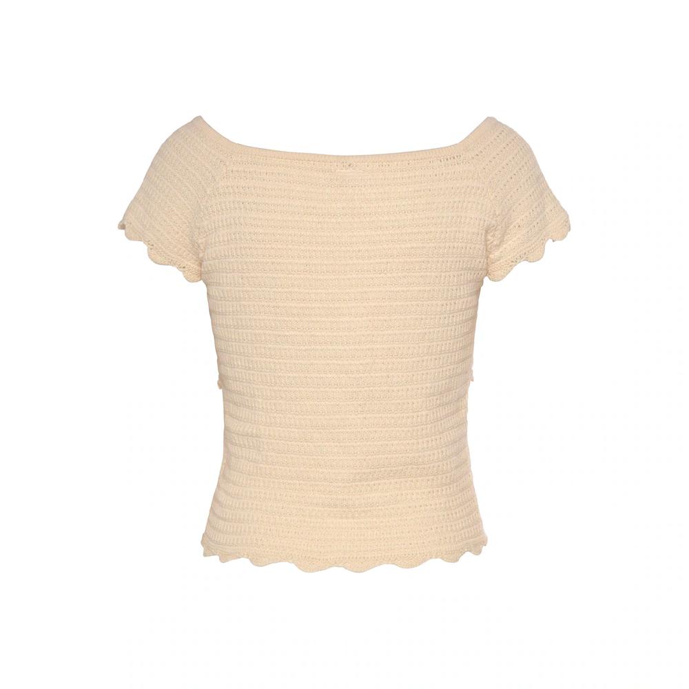 Vivance Kurzarmpullover Mit Modischer Wellenkante T-Shirt Mit V-Ausschnitt Baumwoll-Mix