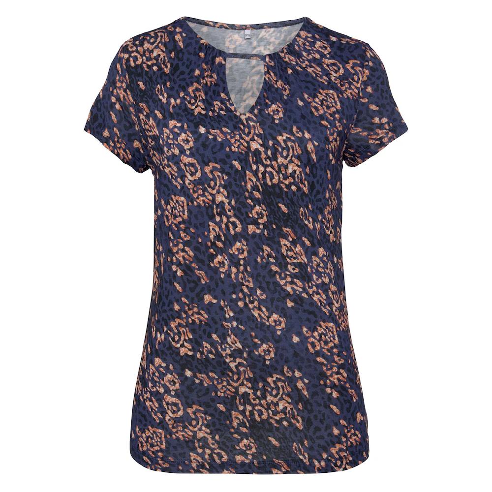 Vivance Kurzarmshirt Mit Alloverdruck Mit Cut-out Figurbetontes T-Shirt