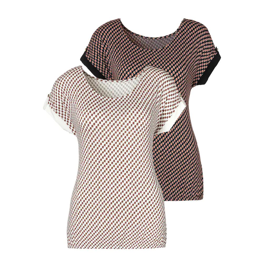 Vivance Kurzarmshirt »mit dekorativem Ärmelsaum« (2er-Pack) aus weichem Viskose-Stretch