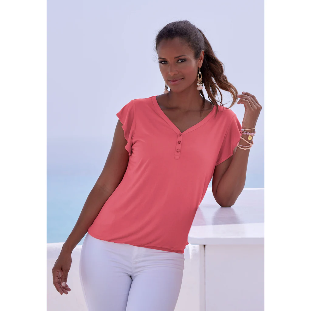 Vivance Kurzarmshirt »mit Flügelärmelchen« (2er-Pack) Aus Weicher Viskose-Qualität