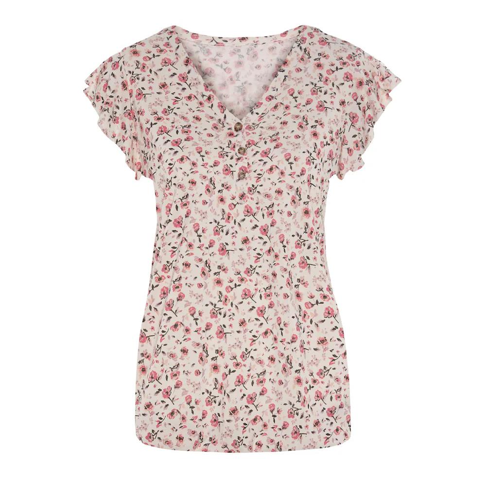 Vivance Kurzarmshirt »mit Flügelärmelchen« (2er-Pack) Aus Weicher Viskose-Qualität