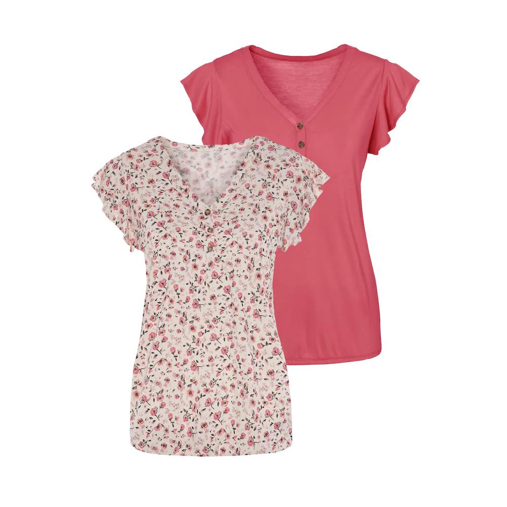 Vivance Kurzarmshirt »mit Flügelärmelchen« (2er-Pack) aus weicher Viskose-Qualität