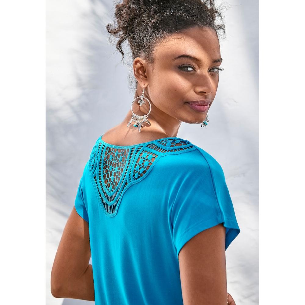 Vivance Kurzarmshirt »mit Häkelspitze Am Rücken« (2er-Pack) Aus Weichem Viskose-Stretch