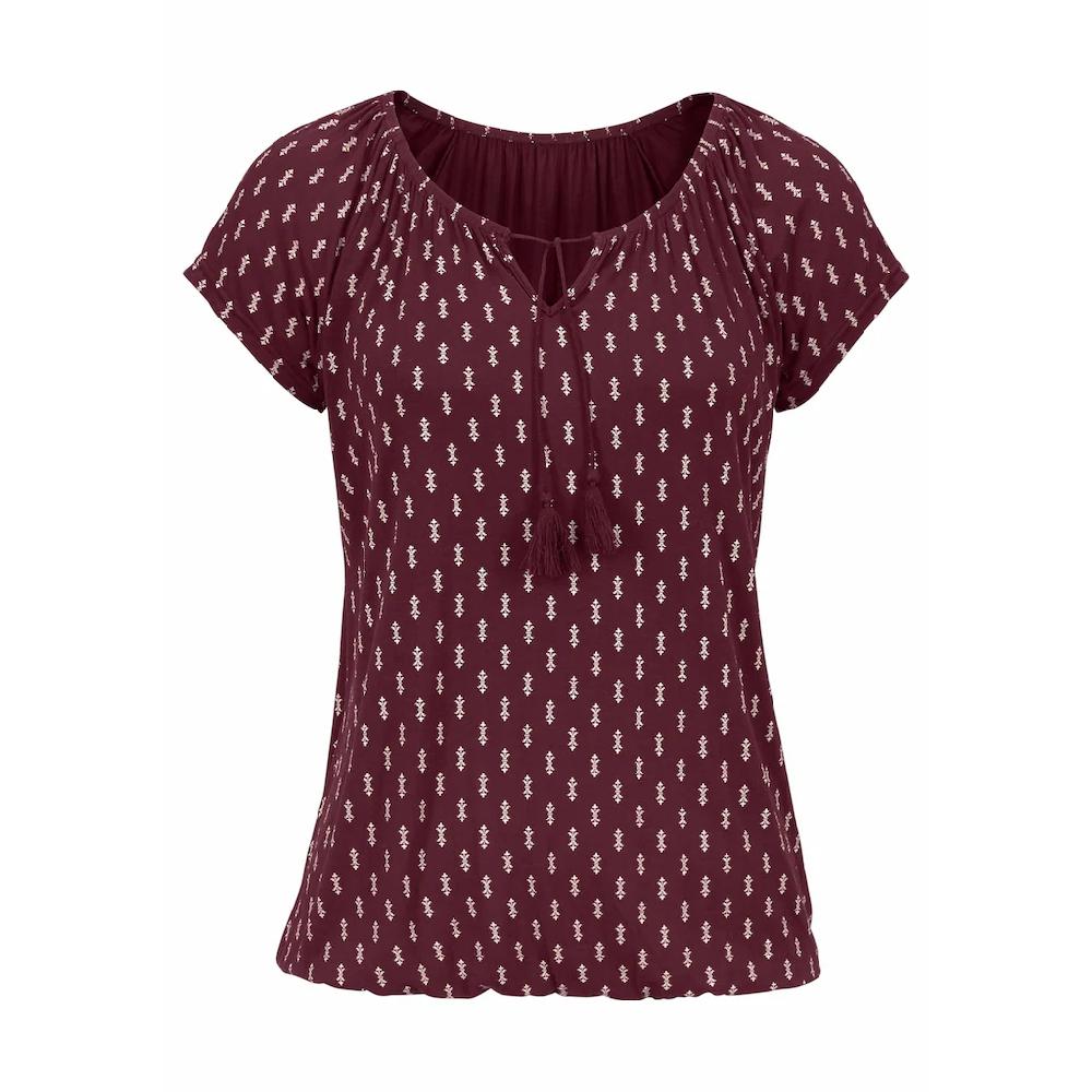 Vivance Kurzarmshirt »mit Leicht Gerafftem Ausschnitt« (2er-Pack) Aus Weichem Viskose-Stretch